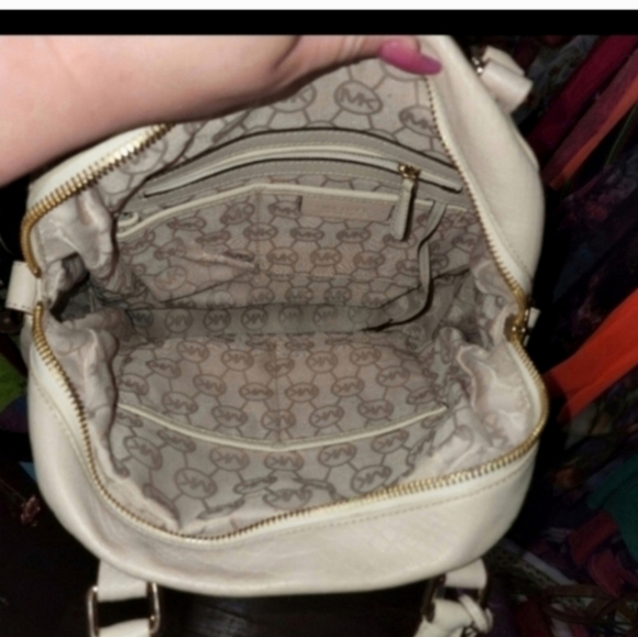 🍂🍁Michael Kors Beige Python Embossed Leather Bedford Satchel - Picture 6 of 7